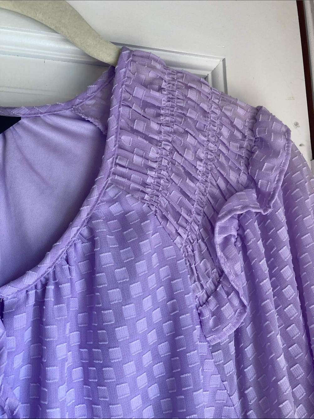 Simply Vera Vera Wang Lavender Textured Peasant Blouse with Smocking - Picture 5 of 7